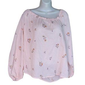 A.N.A. Women's Pink Floral Long Sleeve Blouse Size 0X Plus NWT